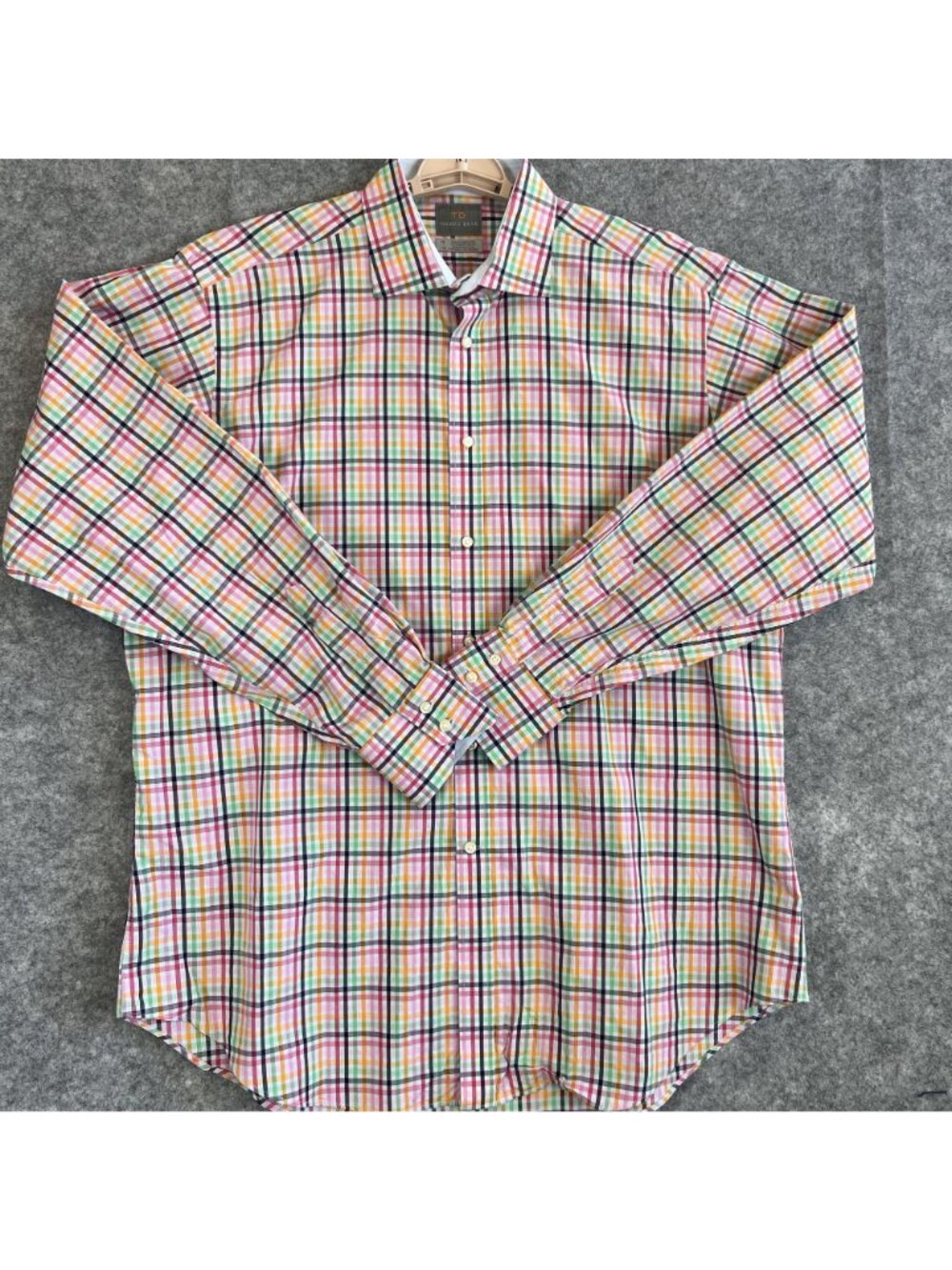 Thomas Dean Shirt Mens XL Multicolor Plaid Cotton Long Sleeve Button Up Preppy - Picture 8 of 8